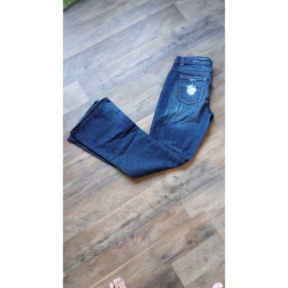 Revolt Women's Sz 9 Jeans Distressed Dark Wash Low Rise Y2K 80s 90s Grun… - Picture 1 of 15